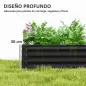 Jardinera Elevada Rectangular de Acero Galvanizado para Cultivar Plantas Flores Hierba 180x90x30 cm Gris Oscuro