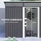 Caseta de Jardín Metálica con Puerta Corredera Ventanas y Ventilación para Almacenaje Exterior 195x122x159/182 cm Gris