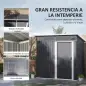 Caseta de Jardín Metálica con Puerta Corredera Ventanas y Ventilación para Almacenaje Exterior 195x122x159/182 cm Gris
