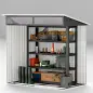 Caseta de Jardín Metálica con Puerta Corredera Ventanas y Ventilación para Almacenaje Exterior 195x122x159/182 cm Gris