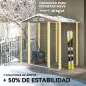 Cobertizo Metálico para Jardín 213x120x166/194 cm con Base Refuerzo Puertas Correderas y Ventilaciones Gris Oscuro