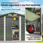 Cobertizo Metálico para Jardín 213x120x166/194 cm con Base Refuerzo Puertas Correderas y Ventilaciones Gris Oscuro