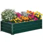 Jardinera Elevada Rectangular de Acero Galvanizado para Cultivar Plantas Flores Hierba 120x60x30,5 cm Verde