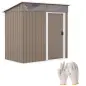Caseta de Jardín Metálica con Puerta Corredera Ventanas y Ventilación para Almacenaje Exterior 195x122x159/182 cm Marrón Caseta de Jardín Metálica con Puerta Corredera Ventanas y Ventilación para Almacenaje Exterior 195x122x159/182 cm Marrón