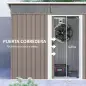 Caseta de Jardín Metálica con Puerta Corredera Ventanas y Ventilación para Almacenaje Exterior 195x122x159/182 cm Marrón