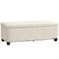 Banco Almacenaje Capacidad de 84 L 112x42x40cm Tapizado en Pana Pie de Cama para Sala de Estar Dormitorio Beige