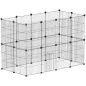 Jaula para Animales Pequeños Valla Metálica Modular para Mascotas con Puerta y Paneles de Acero 120x60x80 cm Negro