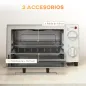 Mini Horno Eléctrico 9L Horno Eléctrico Sobremesa 750W con Temperatura Ajustable Temporizador 35x24,6x20 cm Blanco Crema