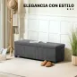 Banco Almacenaje Capacidad de 84 L 112x42x40 cm Tapizado en Pana Pie de Cama para Sala de Estar Dormitorio Gris