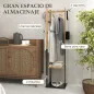 Perchero de Pie de Bambú con 2 Estantes 2 Ganchos 5 Barras con Estructura de Acero para Colgar Ropa Natural y Negro