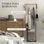 Perchero de Pie de Bambú con 2 Estantes 2 Ganchos 5 Barras con Estructura de Acero para Colgar Ropa Natural y Negro