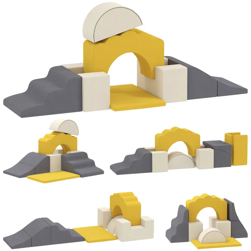 7 Bloques de Espuma para Niños Bloques de Psicomotricidad Juguete para Aprendizaje para Escalar y Gatear Amarillo