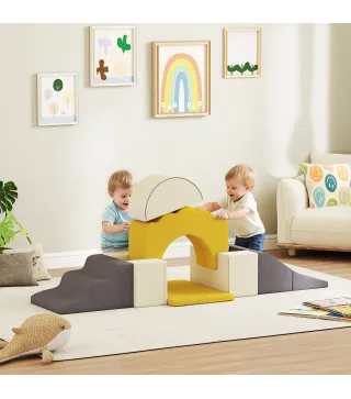 7 Bloques de Espuma para Niños Bloques de Psicomotricidad Juguete para Aprendizaje para Escalar y Gatear Amarillo