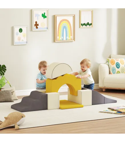 7 Bloques de Espuma para Niños Bloques de Psicomotricidad Juguete para Aprendizaje para Escalar y Gatear Amarillo