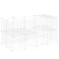 Jaula para Animales Pequeños Valla Metálica Modular para Mascotas con Puerta Rampa y Paneles de ABS 146x73x73 cm Blanco