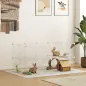 Jaula para Animales Pequeños Valla Metálica Modular para Mascotas con Puerta Rampa y Paneles de ABS 146x73x73 cm Blanco