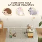 Jaula para Animales Pequeños Valla Metálica Modular para Mascotas con Puerta Rampa y Paneles de ABS 146x73x73 cm Blanco