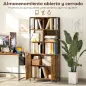 Estantería de Libros con 6 Compartimentos Abiertos y Estante Ajustable para Salón Oficina 75x34x172 cm Marrón Rústico