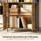 Estantería de Libros con 6 Compartimentos Abiertos y Estante Ajustable para Salón Oficina 75x34x172 cm Marrón Rústico