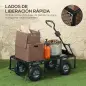 Carrito de Jardín con Ruedas Grandes Bolsa Impermeable Removible y Mango Giratorio Carga 300 kg 105x51x54 cm Negro
