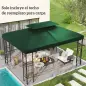 Toldo de Recambio 4x3 m con Techo Doble Orificios de Drenaje y Protección UV Solo Toldo NO Incluye Marco Verde