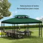 Toldo de Recambio 4x3 m con Techo Doble Orificios de Drenaje y Protección UV Solo Toldo NO Incluye Marco Verde