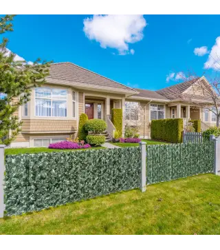 Seto Artificial Ocultación Jardín en Rollo 2,4x1 m Valla de Privacidad de Hiedra Artificial para Balcón Exterior