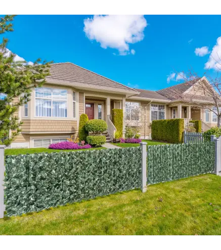 Seto Artificial Ocultación Jardín en Rollo 2,4x1 m Valla de Privacidad de Hiedra Artificial para Balcón Exterior