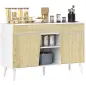 Aparador Moderno con Cajones Estantes Abiertos y Almacenaje Ajustable Para Sala o Comedor 120x39x77 cm Blanco y Natural