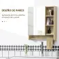 Armario de Baño de Pared con Espejo Estantes Ajustables y Toallero Diseño Compacto para Lavabo o WC 60x15x70 cm Roble