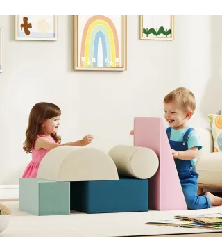 Juego de 5 Bloques de Espuma para Niños con Fundas Extraíbles Bloques de Psicomotricidad para Escalar y Gatea Multicolor
