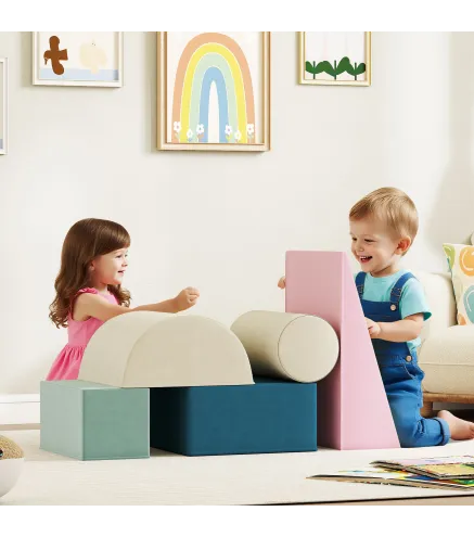 Juego de 5 Bloques de Espuma para Niños con Fundas Extraíbles Bloques de Psicomotricidad para Escalar y Gatea Multicolor