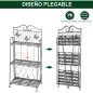 Soporte para Plantas Plegable de 3 Niveles con Estructura de Metal Soporte para Macetas Gris Plateado