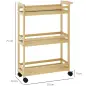 Estantería de Baño de Bambú de 3 Niveles Carrito Auxiliar de Almacenaje con Ruedas 55x20x75 cm Natural