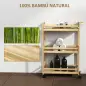 Estantería de Baño de Bambú de 3 Niveles Carrito Auxiliar de Almacenaje con Ruedas 55x20x75 cm Natural
