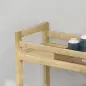 Estantería de Baño de Bambú de 3 Niveles Carrito Auxiliar de Almacenaje con Ruedas 55x20x75 cm Natural