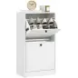 Zapatero con 2 Cajones Abatibles Estantes Ajustables para Pasillos y Espacios Pequeños 47x26x85 cm Blanco Veteado