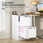 Mueble Archivador con 2 Cajones Cajonera para Escritorio con Cerraduras Rieles Colgantes Ajustables para A4 Blanco