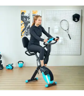 Bicicleta Estática Plegable Silenciosa con Resistencia Magnética Monitor LCD y Bandas para Brazos 43x97x109 cm Verde