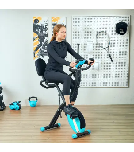 Bicicleta Estática Plegable Silenciosa con Resistencia Magnética Monitor LCD y Bandas para Brazos 43x97x109 cm Verde