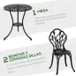 Set de Jardín 3 Piezas con Mesa Redonda Ø60x67 cm y 2 Sillas 42,5x47,5x89 cm Mesa con Orificio para Sombrilla Negro
