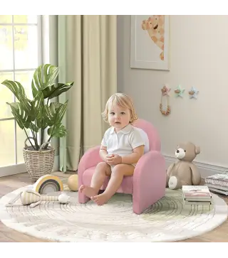 Sofá Infantil con Respaldo en Forma de Arcoíris Mini Sofá de Tejido Suave de Borreguito para Niños 45x41x52 cm Rosa