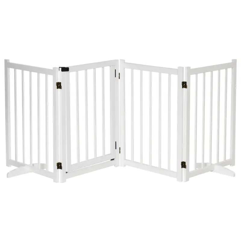 Barrera de Seguridad para Perros Plegable con Puerta y Cierre de Seguridad para Pasillos y Puertas 237,5x36x80 cm Blanco