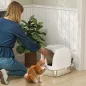 Arenero para Gatos de Acero Inoxidable XL con Tapa Abatible Laterales Altos Entrada Superior Pala Blanco