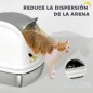 Arenero para Gatos de Acero Inoxidable XL con Tapa Abatible Laterales Altos Entrada Superior Pala Blanco