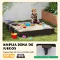 Arenero Infantil con 4 Asientos Cubierta Resistente y Diseño Abierto para Jardín Patio o Terraza 119x119x22 cm Marrón