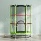 Cama Elástica Infantil Trampolín para Niños de 3-6 Años con Red de Seguridad Carga 45 kg Ø140x190 cm Verde