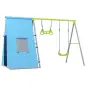 Columpio Infantil 3 en 1 con Tienda Anillas y Altura Ajustable para Niños de 3-8 Años Estructura Metálica 283x180x182 cm