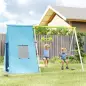 Columpio Infantil 3 en 1 con Tienda Anillas y Altura Ajustable para Niños de 3-8 Años Estructura Metálica 283x180x182 cm