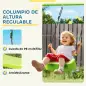 Columpio Infantil 3 en 1 con Tienda Anillas y Altura Ajustable para Niños de 3-8 Años Estructura Metálica 283x180x182 cm